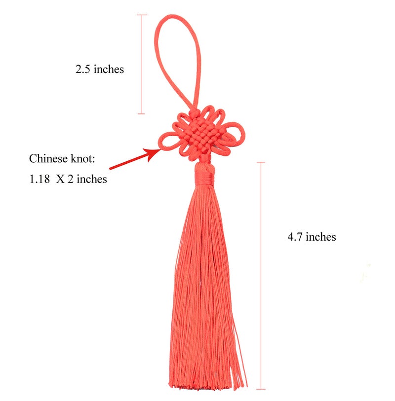 Makhry 10pcs 8.5 Inch Handmade Silky Floss Chinese Tassel with Satin Silk Made Chinese Knots for Door and Car Handing Decoration, DIY Craft (Mixed1) - Image 2